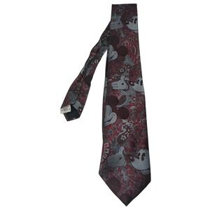 Vintage Men's Necktie Tie Cervantes Walt Disney‎ Mickey Mouse Red & Gray Paisley